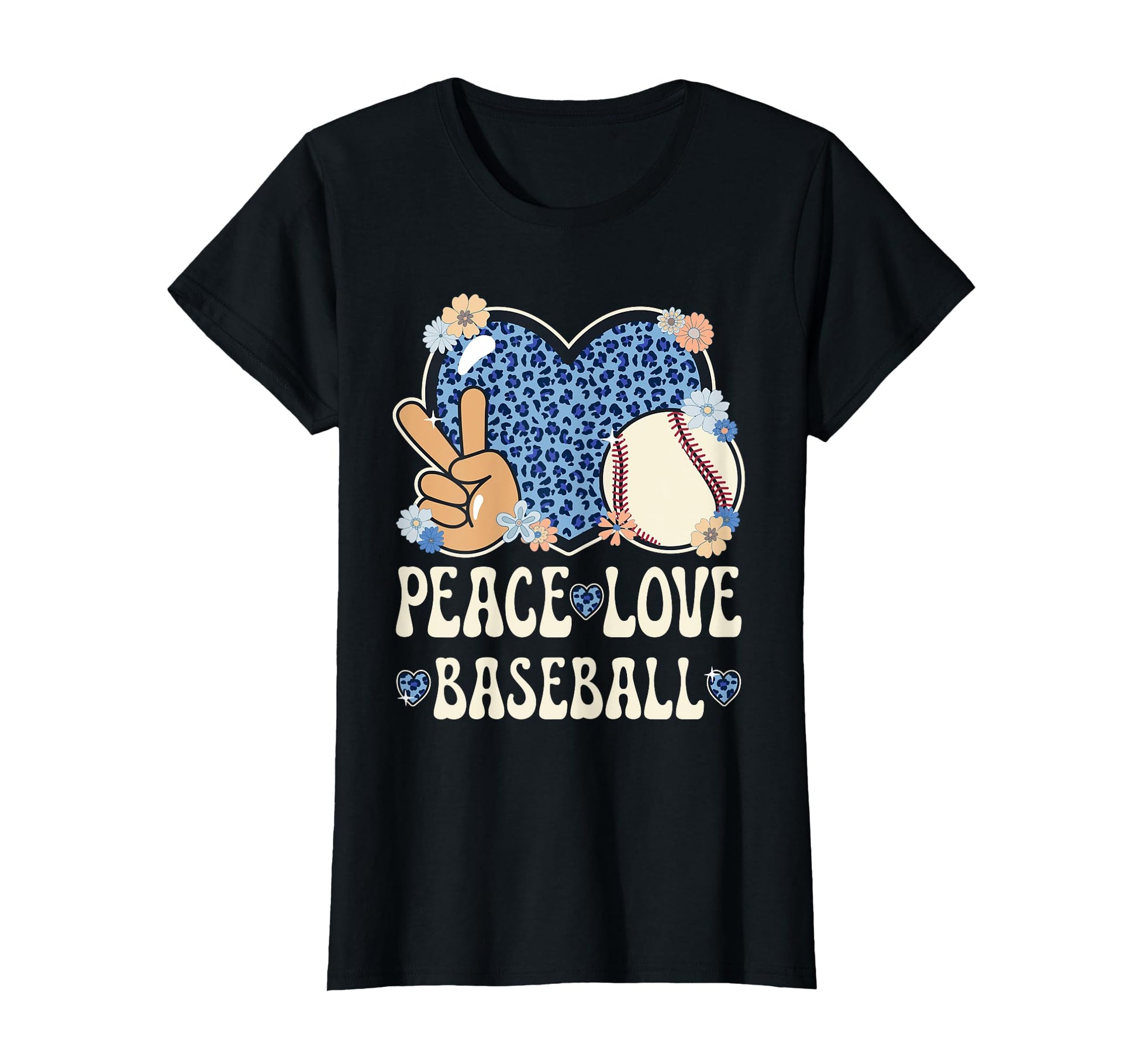 Peace Love Baseball Lover Leopard T-Shirt - Trendy Graphic Men Women - T-Shirt, Sweatshirt, Hoodie