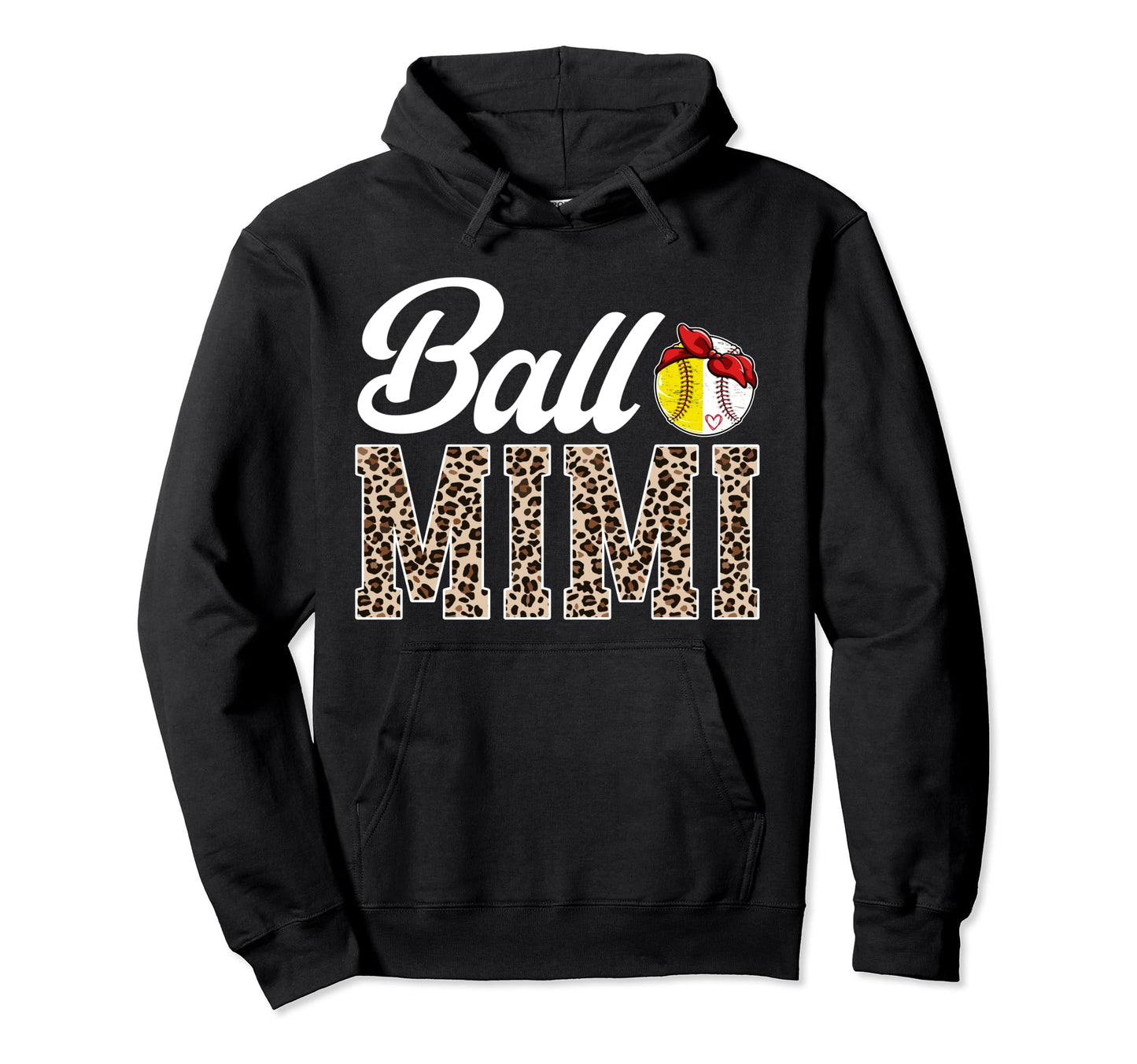 Ball Mimi Leopard Softball Baseball Mimi Hoodie - Trendy Graphic Men Women - T-Shirt, Sweatshirt, Hoodie
