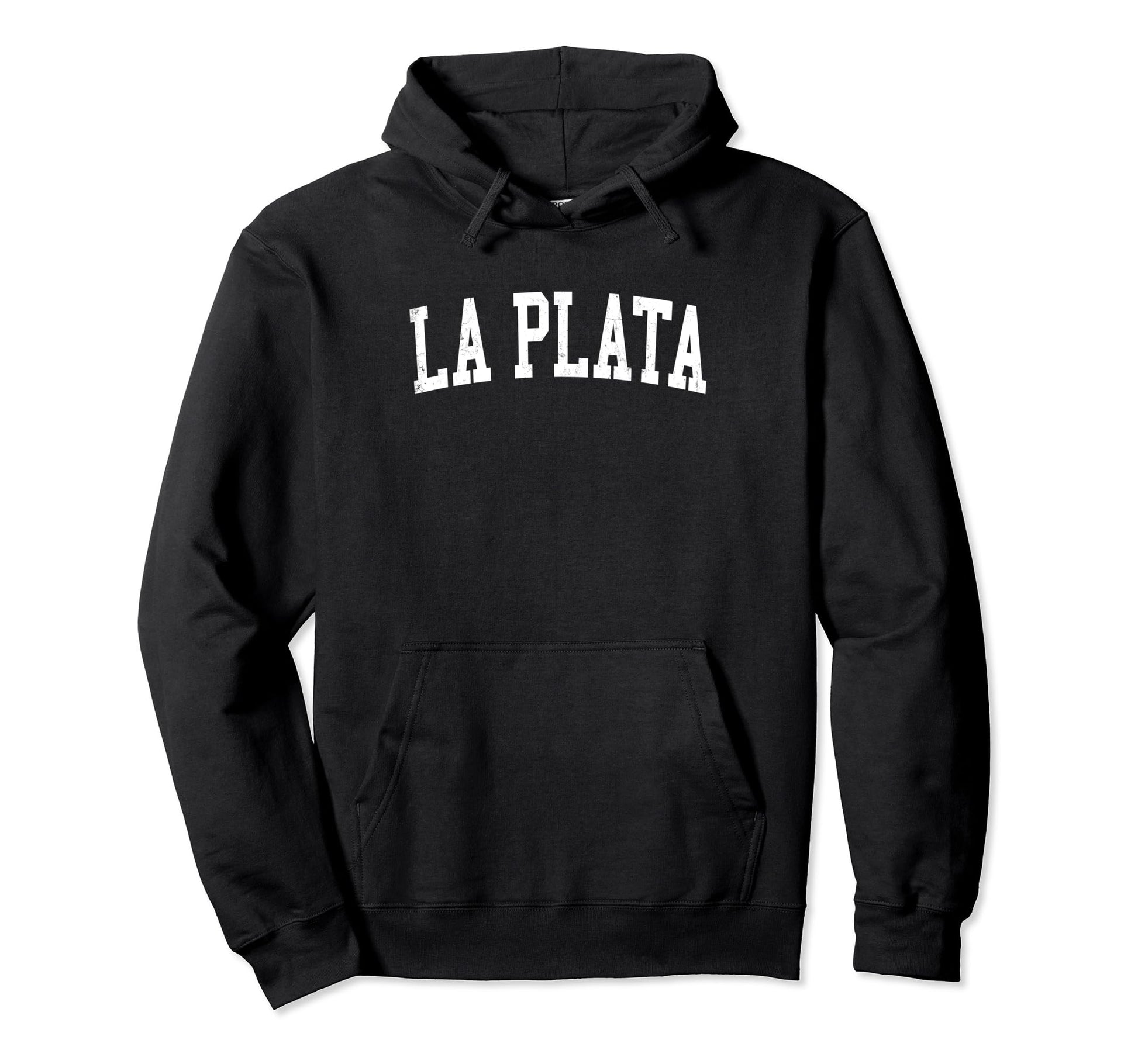La Plata Argentina Distressed White Varsity Hoodie - Trendy Graphic Unisex - T-Shirt, Sweatshirt, Hoodie