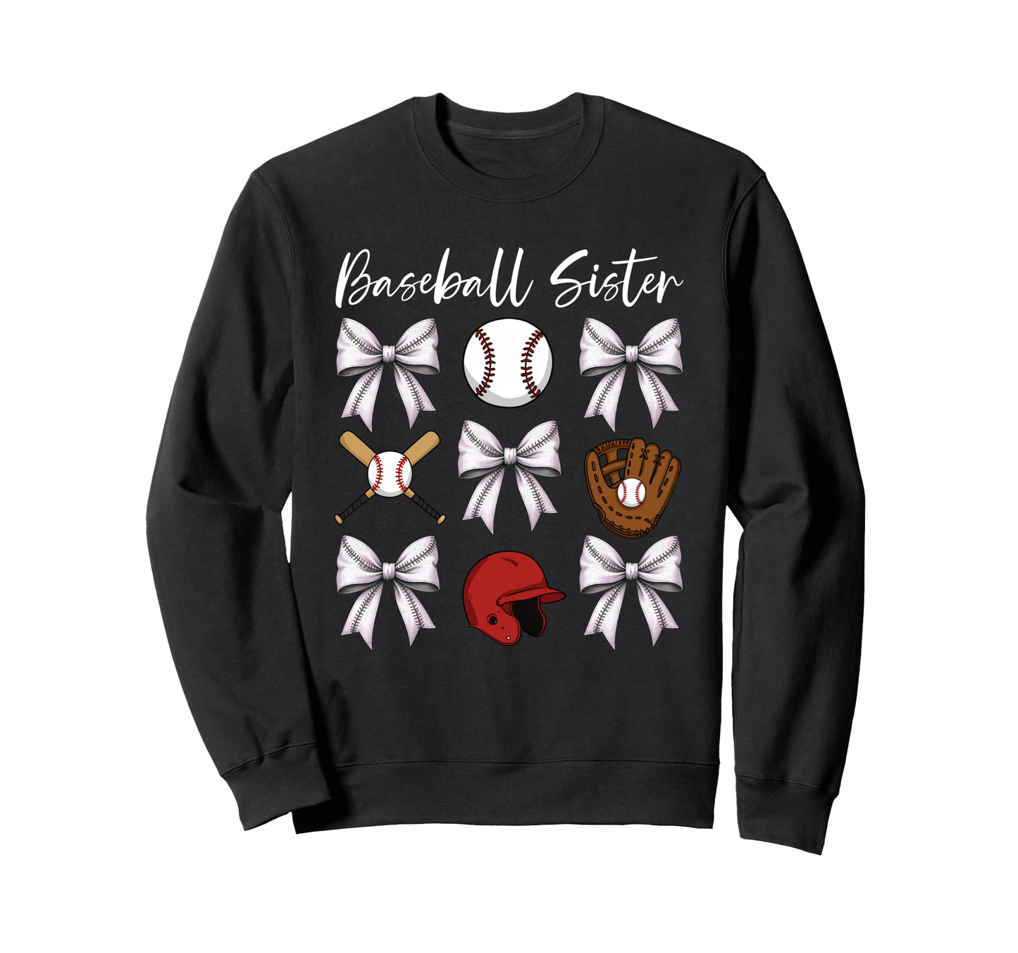 Baseball Sister Bows And Sweatshirt - Novelty Apparel for Adults - T-Shirt, Sweatshirt, Hoodie