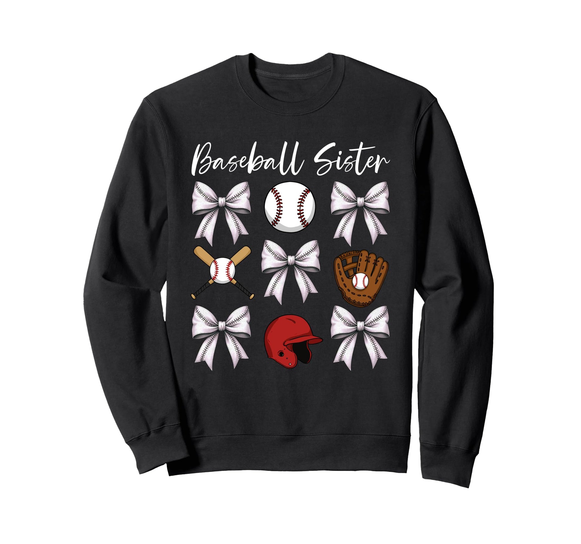 Baseball Sister Bows And Sweatshirt - Novelty Apparel for Adults - T-Shirt, Sweatshirt, Hoodie