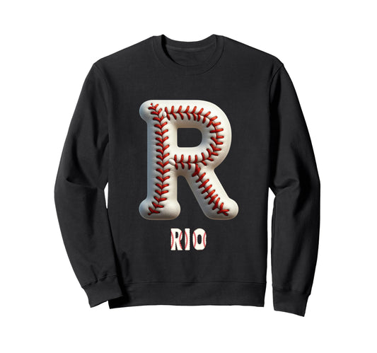 Baseball Home Run Lou Initial Letter Sweatshirt - Custom Art Print Unisex - T-Shirt, Sweatshirt, Hoodie