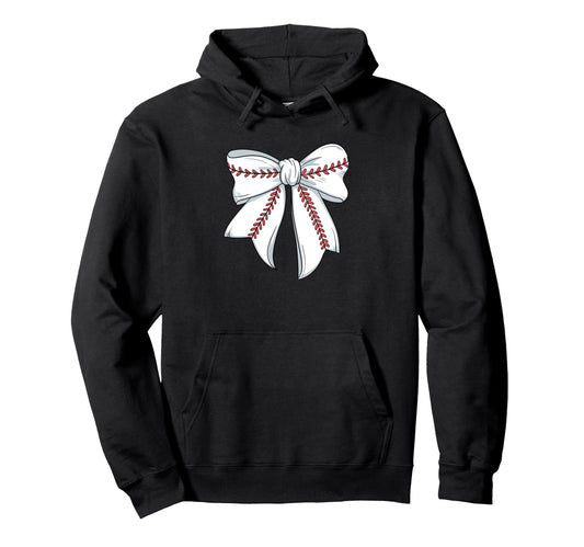 Baseball Coquette Bow Baseball Mom Hoodie - Aesthetic Graphic Men Women - T-Shirt, Sweatshirt, Hoodie