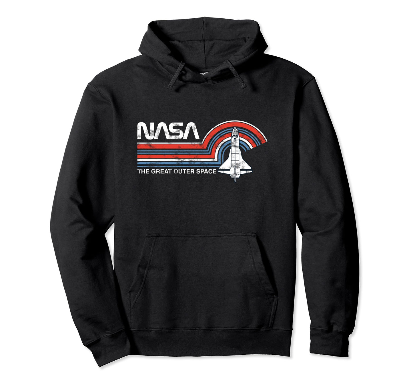 Nasa Great Outer Space Stripe Faded Logo Hoodie - Streetwear Style Unisex - T-Shirt, Sweatshirt, Hoodie