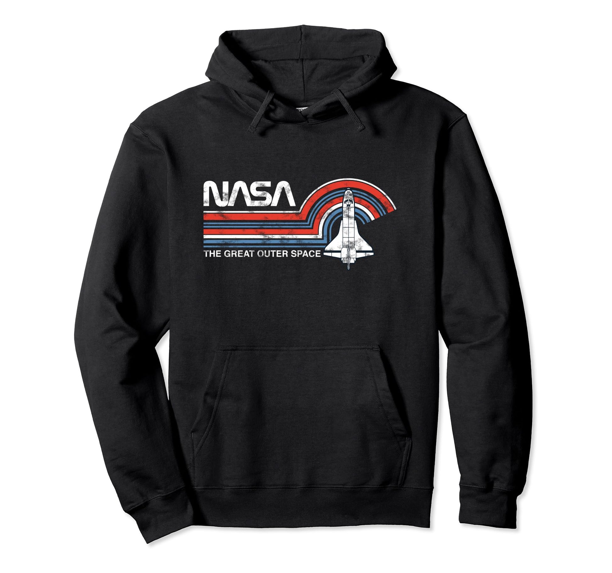Nasa Great Outer Space Stripe Faded Logo Hoodie - Streetwear Style Unisex - T-Shirt, Sweatshirt, Hoodie