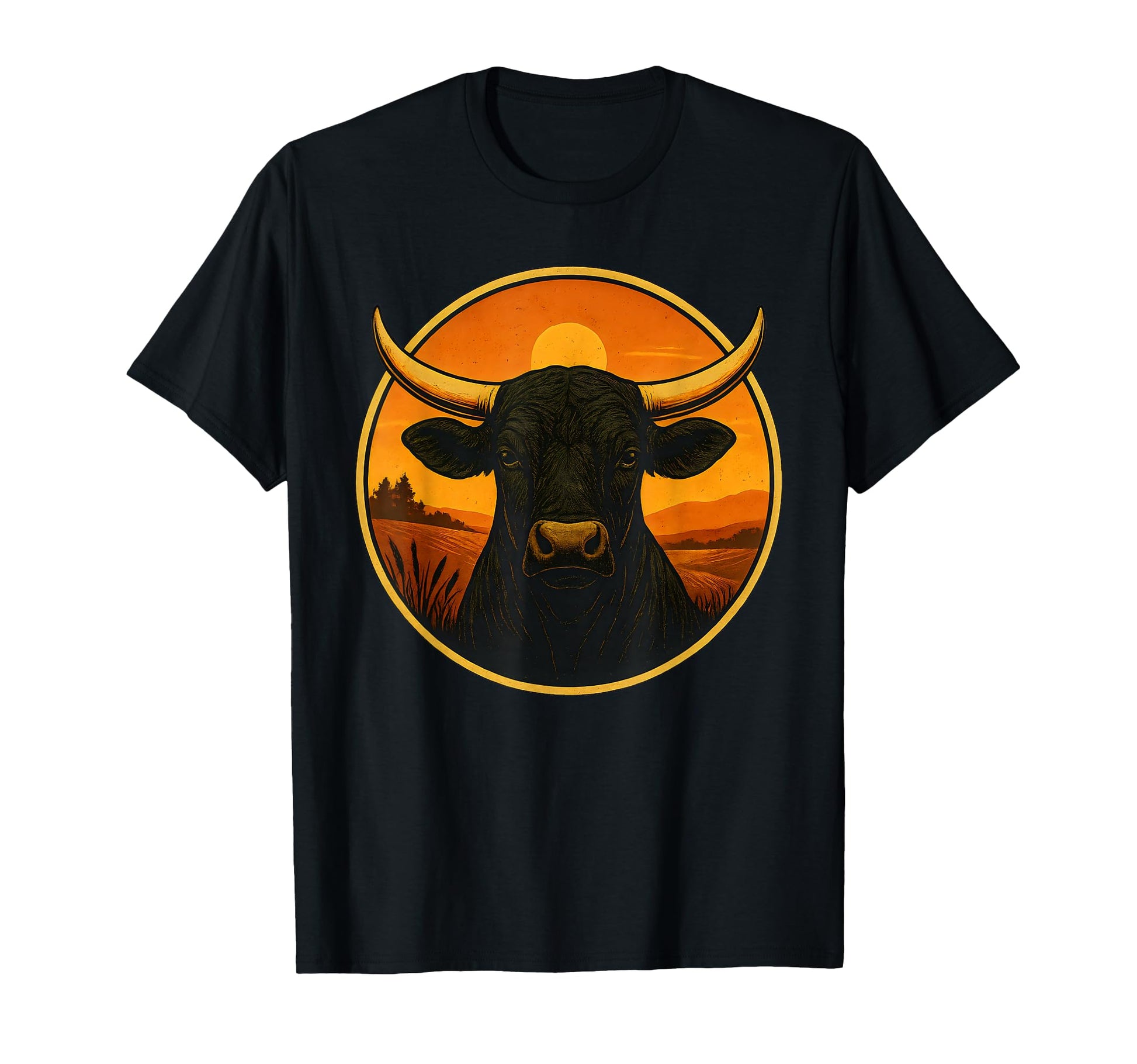 Bull Sunset Horns Cowboy Rodeo T-Shirt - Streetwear Style for Adults - T-Shirt, Sweatshirt, Hoodie