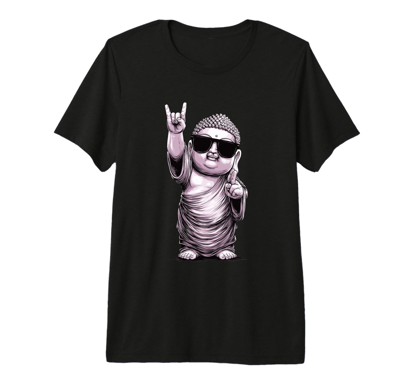 Buddha Peace Sign Rock Tri Blend T-Shirt - Aesthetic Graphic Unisex - T-Shirt, Sweatshirt, Hoodie