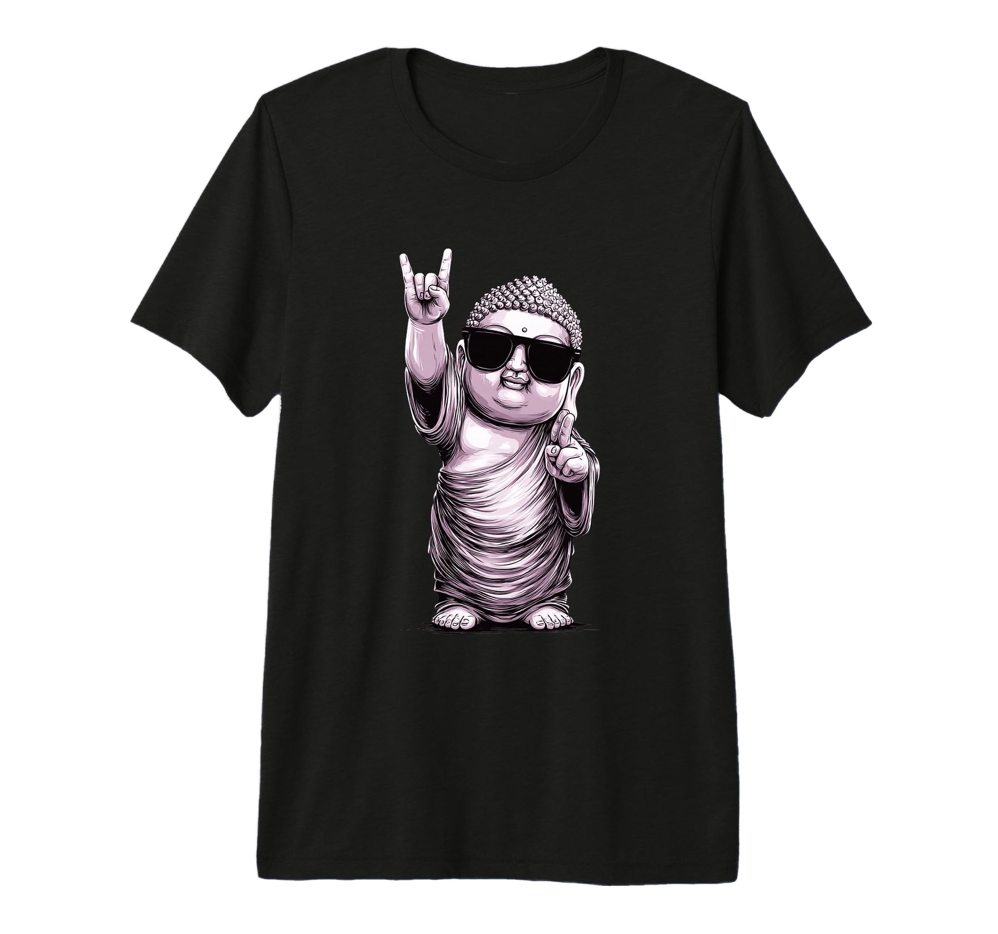 Buddha Peace Sign Rock Tri Blend T-Shirt - Aesthetic Graphic Unisex - T-Shirt, Sweatshirt, Hoodie
