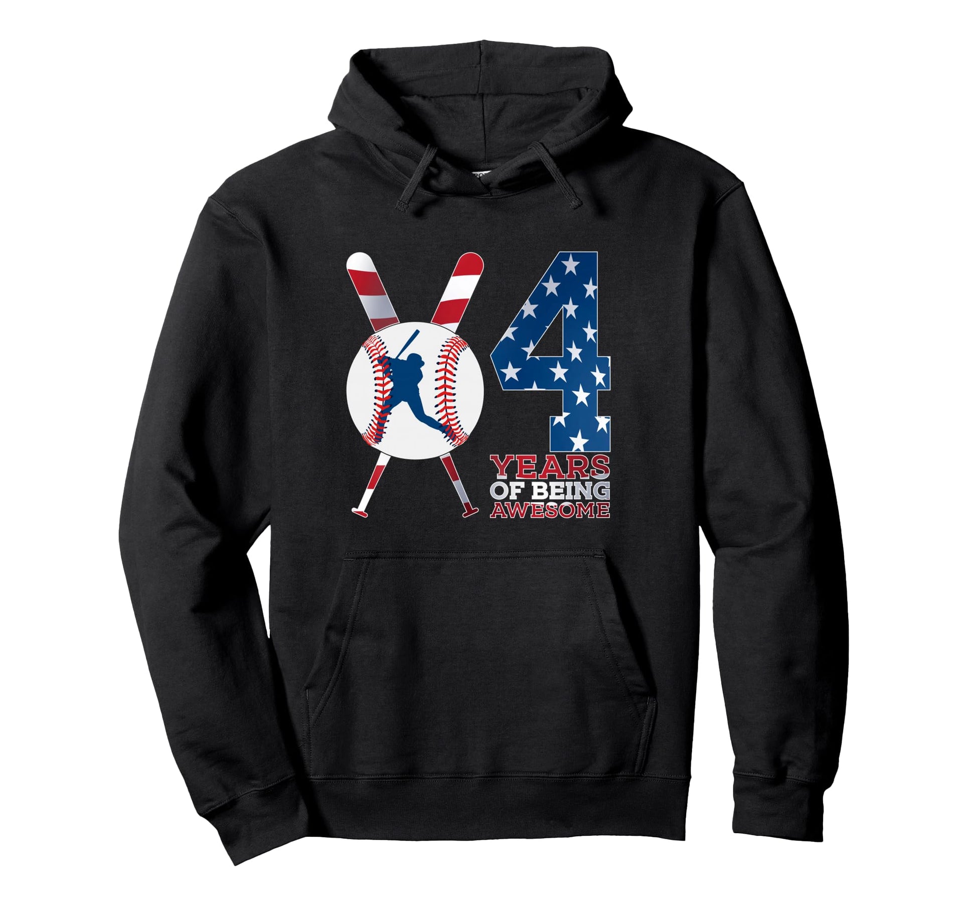 4 Years Being Awesome Baseball 4Th Hoodie - Unique Graphic Men Women - T-Shirt, Sweatshirt, Hoodie