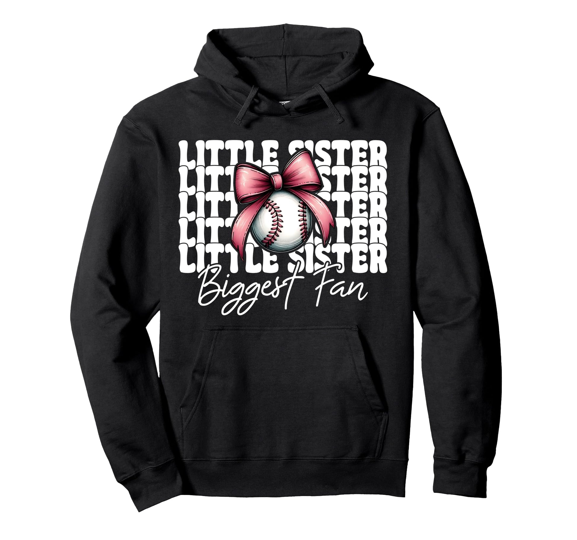 Baseball Sister Coquette Bow Little Hoodie - Aesthetic Graphic Unisex - T-Shirt, Sweatshirt, Hoodie
