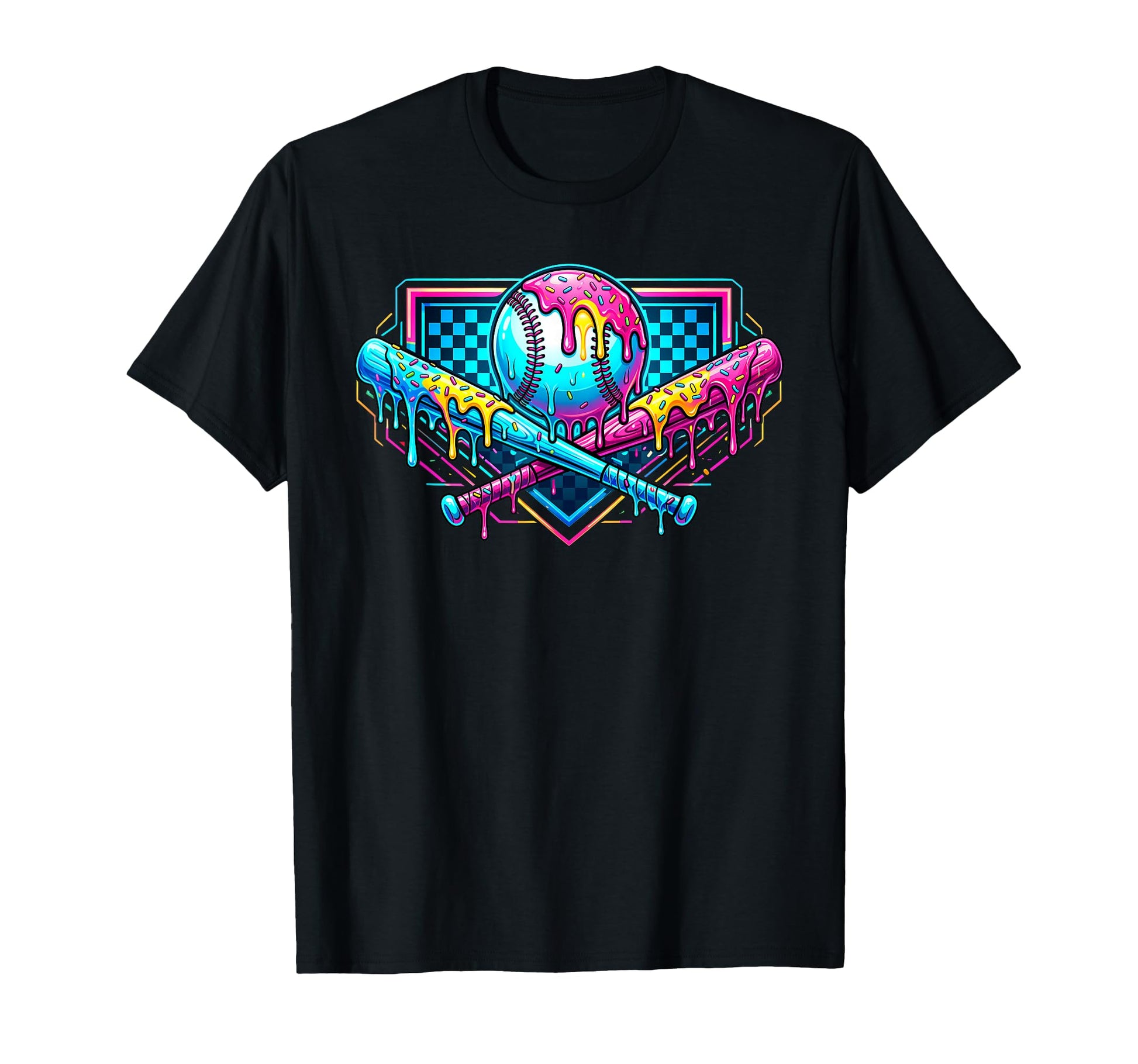 Baseball Player Ice Cream Funny Drip T-Shirt - Aesthetic Graphic Unisex - T-Shirt, Sweatshirt, Hoodie