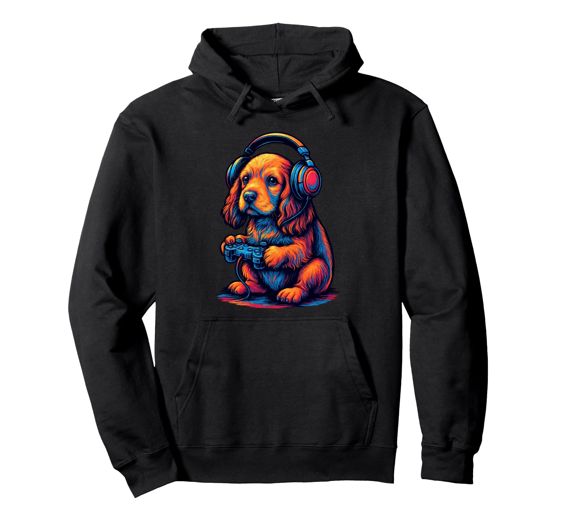 Cocker Spaniel Gamer Gaming Dog Lover Hoodie - Unique Graphic Men Women - T-Shirt, Sweatshirt, Hoodie