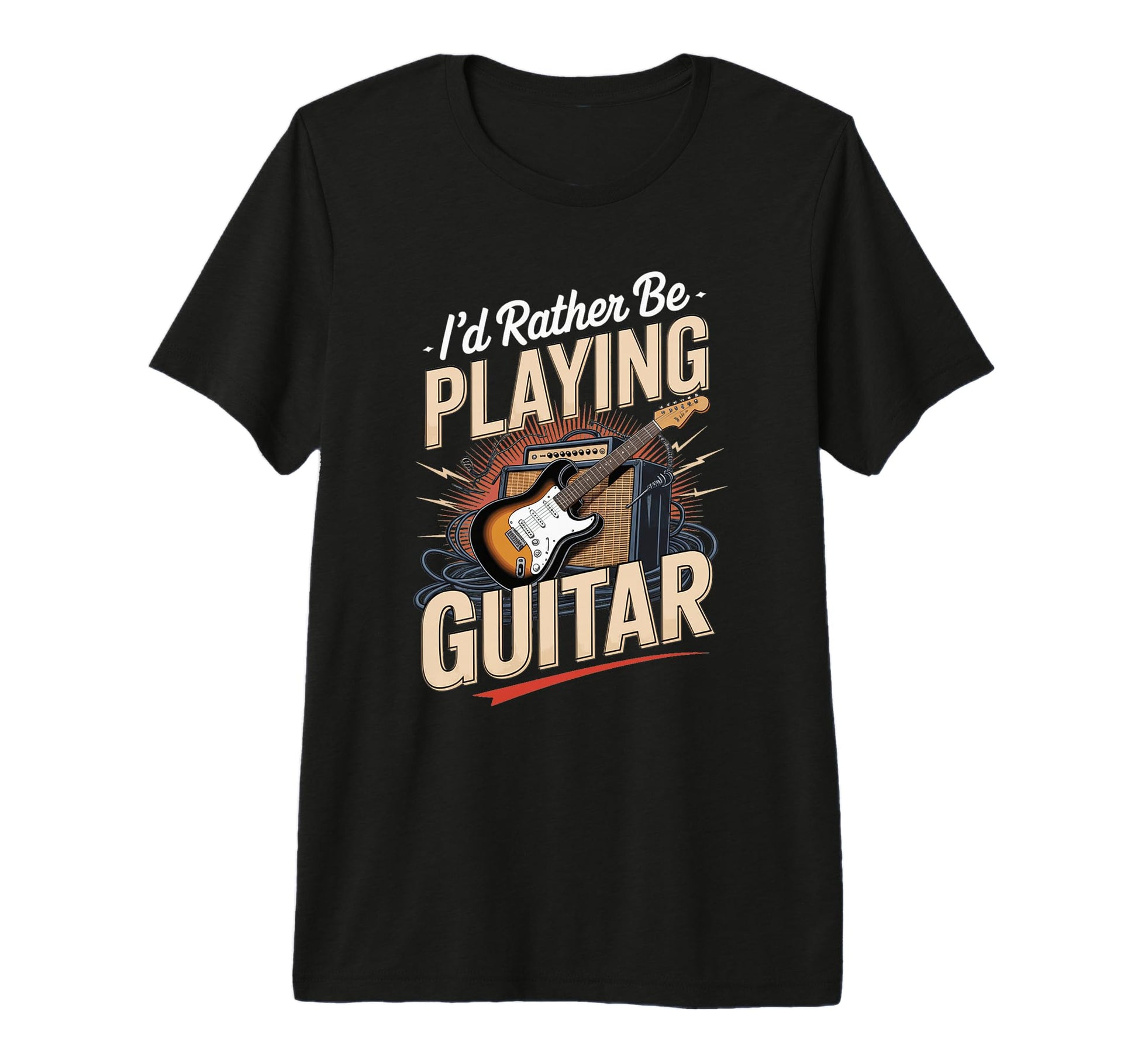 Id Rather Be Playing Guitar Electric T-Shirt - Minimalist Print Men Women - T-Shirt, Sweatshirt, Hoodie