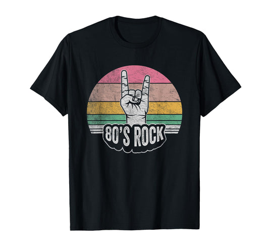 80S Rock Hand Gesture Colors T-Shirt - Unique Graphic for Adults - T-Shirt, Sweatshirt, Hoodie