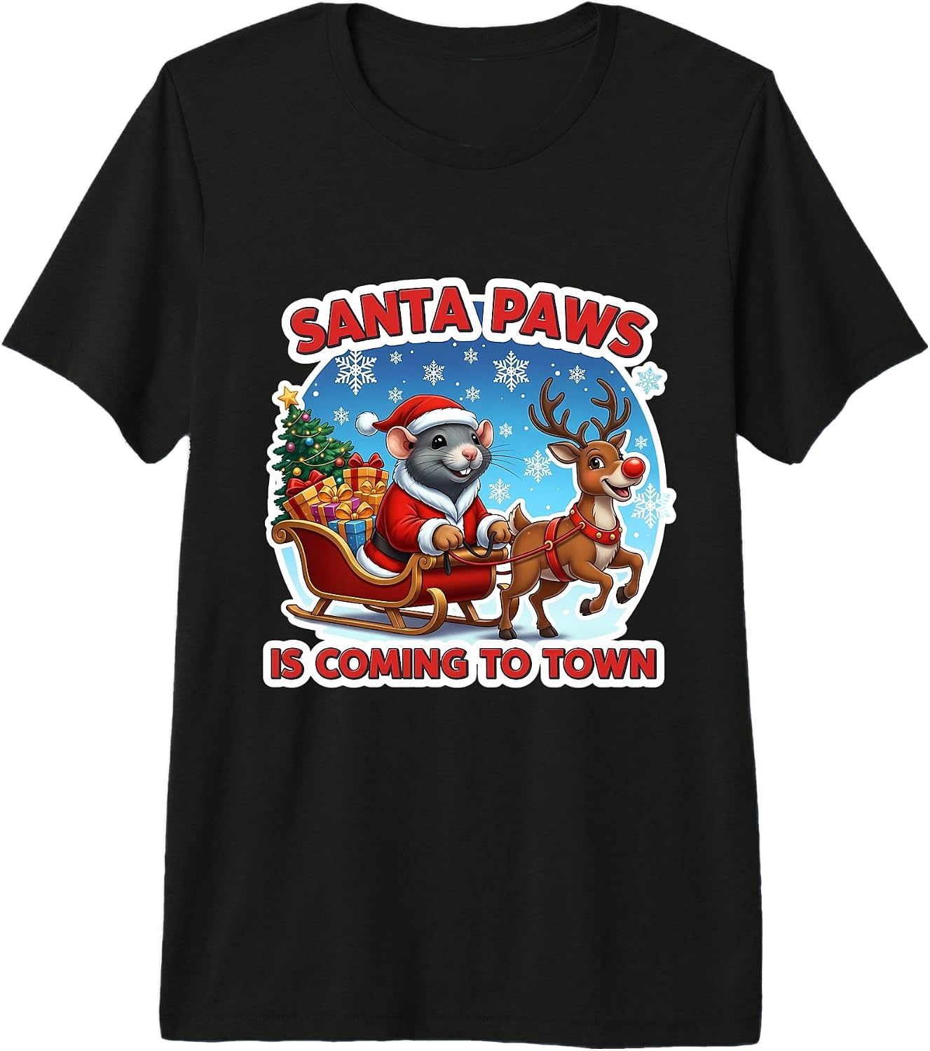 Santa Paws Is Coming To Town Rat Owner Merch - Adult & Kids T-Shirts, Sweatshirts & Hoodies apparel design preview 1