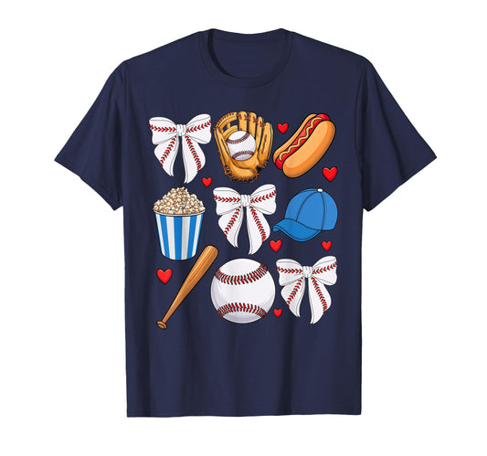 Baseball Coquette Bow Baseball Mom Game Day T-Shirt - Trendy Graphic Unisex - T-Shirt, Sweatshirt, Hoodie