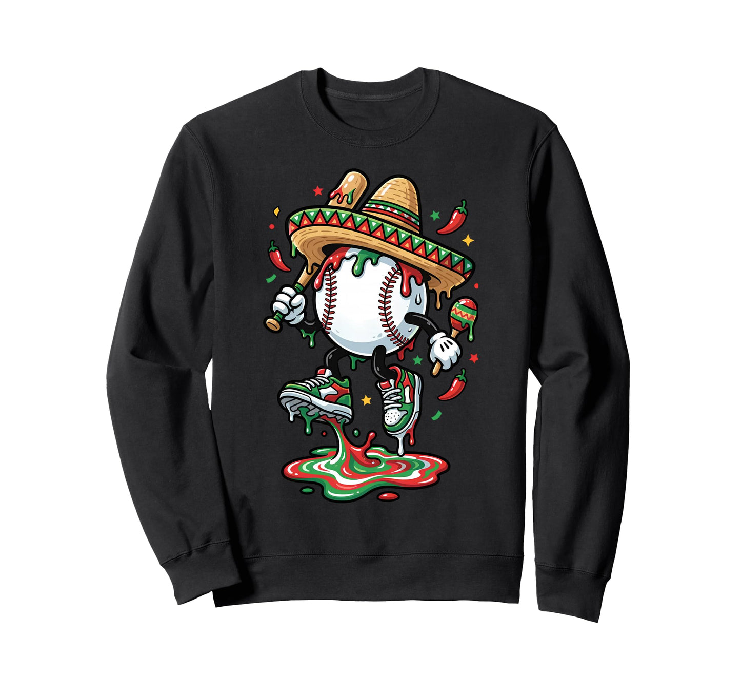 Cinco De Mayo Baseball Drip Sweatshirt - Custom Art Print Men Women - T-Shirt, Sweatshirt, Hoodie