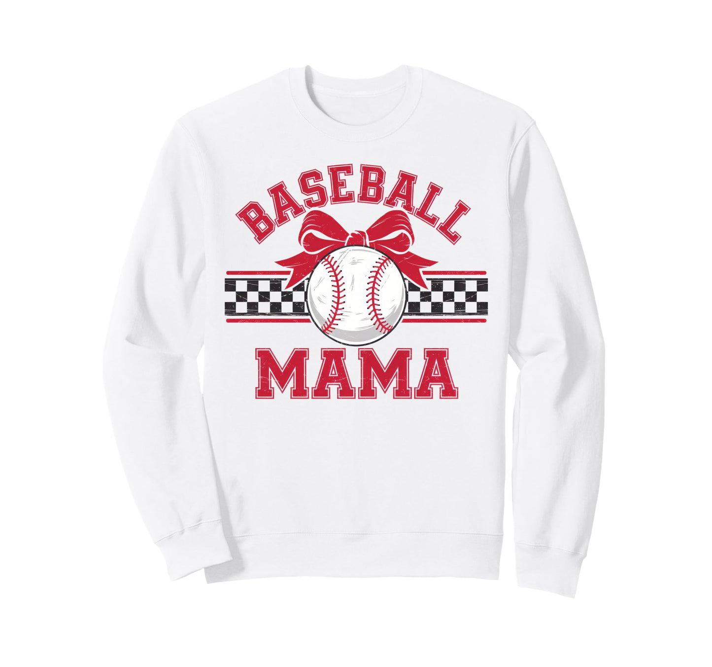 Baseball Mama Bow Heart Ball Sweatshirt - Fun Novelty Design for Adults - T-Shirt, Sweatshirt, Hoodie