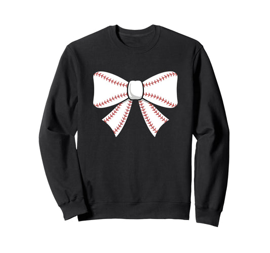 Baseball Bow Baseball Mom Mama Sweatshirt - Streetwear Style Unisex - T-Shirt, Sweatshirt, Hoodie