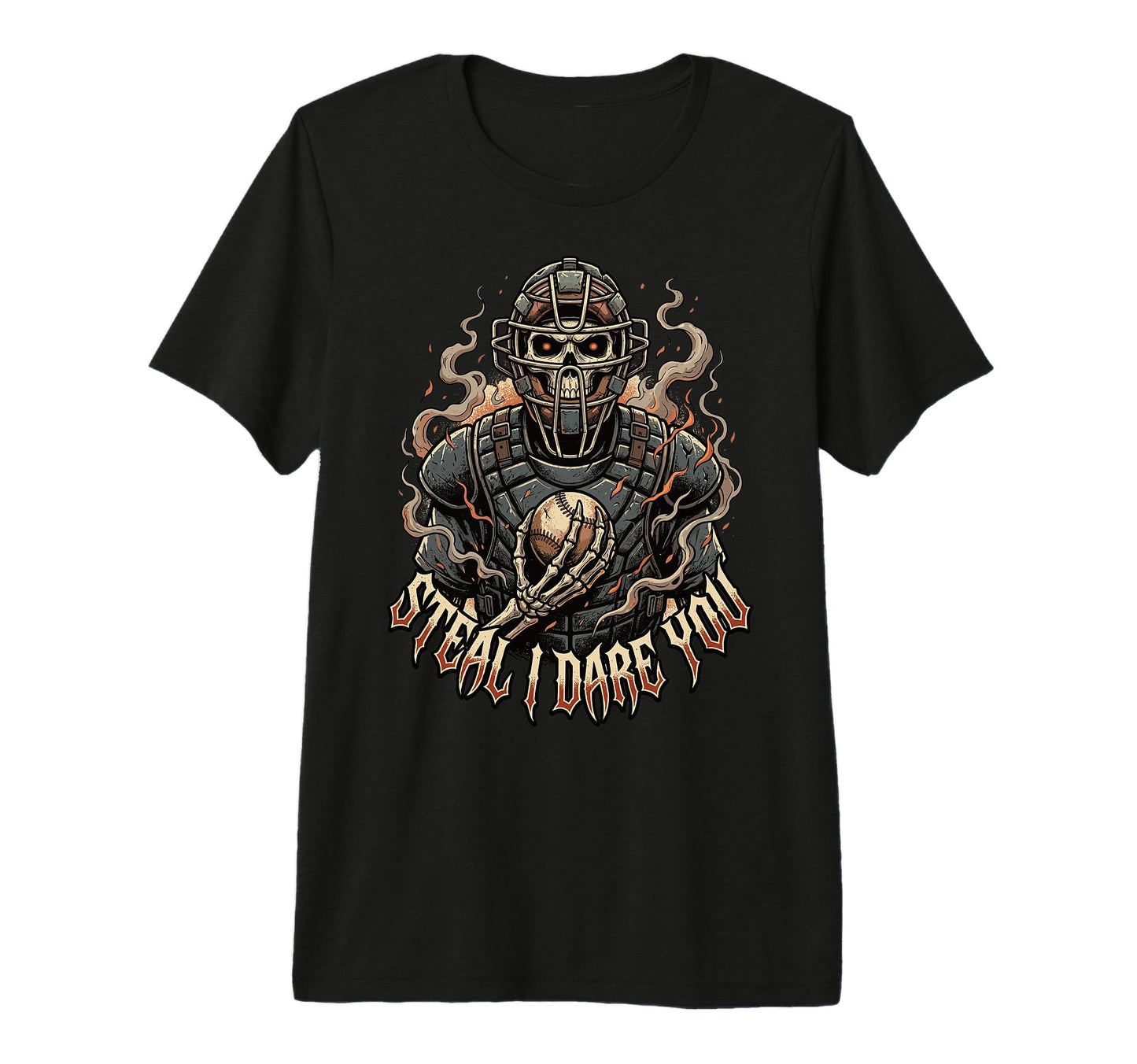 Gritty Skeleton Catcher Baseball T-Shirt - Novelty Apparel for Adults - T-Shirt, Sweatshirt, Hoodie