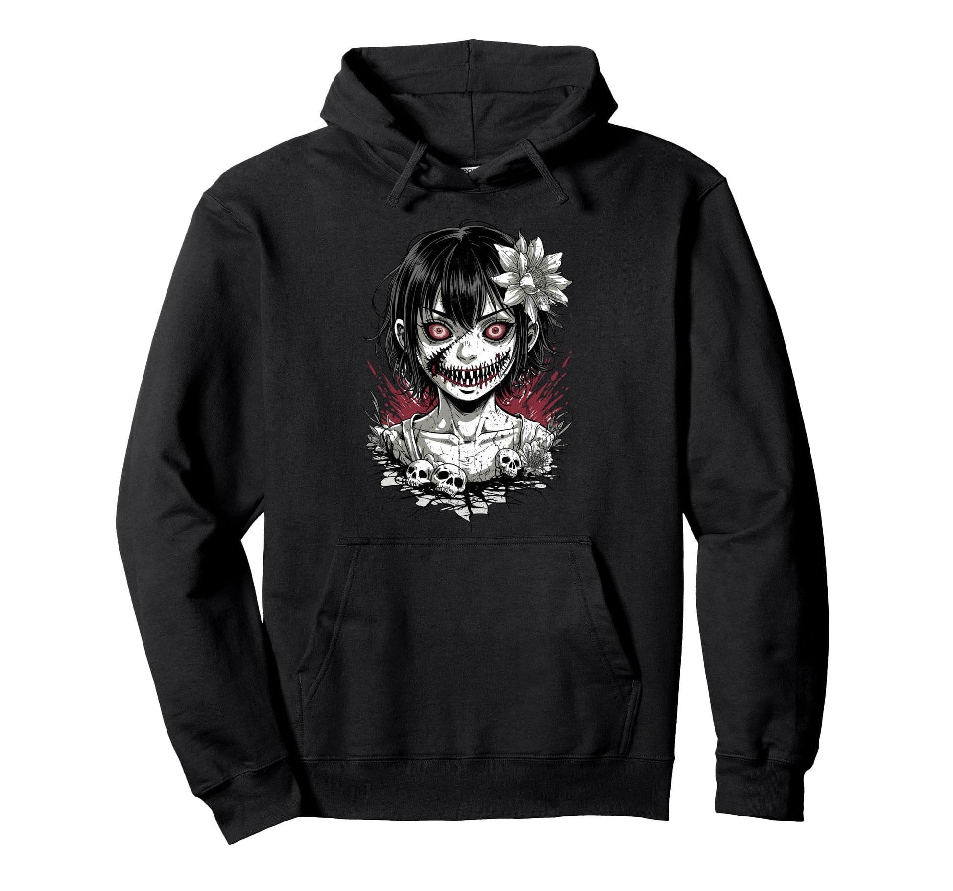Japanese Goth Hannya Oni Mask Japan Hoodie - Trendy Graphic Men Women - T-Shirt, Sweatshirt, Hoodie