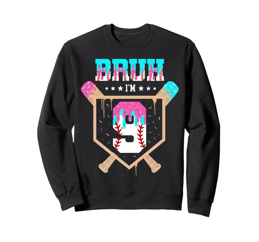 Baseball 9 Year Old Ice Cream Drip 9Th Sweatshirt - Novelty Apparel Unisex - T-Shirt, Sweatshirt, Hoodie