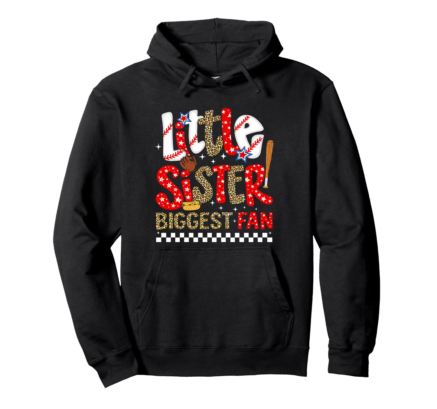 Funny Little Sister Biggest Fan Bow Hoodie - Novelty Apparel Unisex - T-Shirt, Sweatshirt, Hoodie