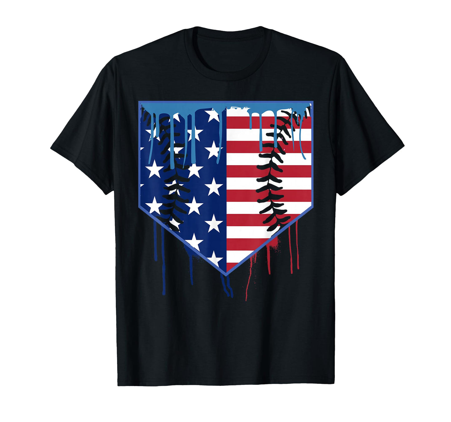 Baseball Drip Ice Cream Patriotic T-Shirt - Novelty Apparel Men Women - T-Shirt, Sweatshirt, Hoodie