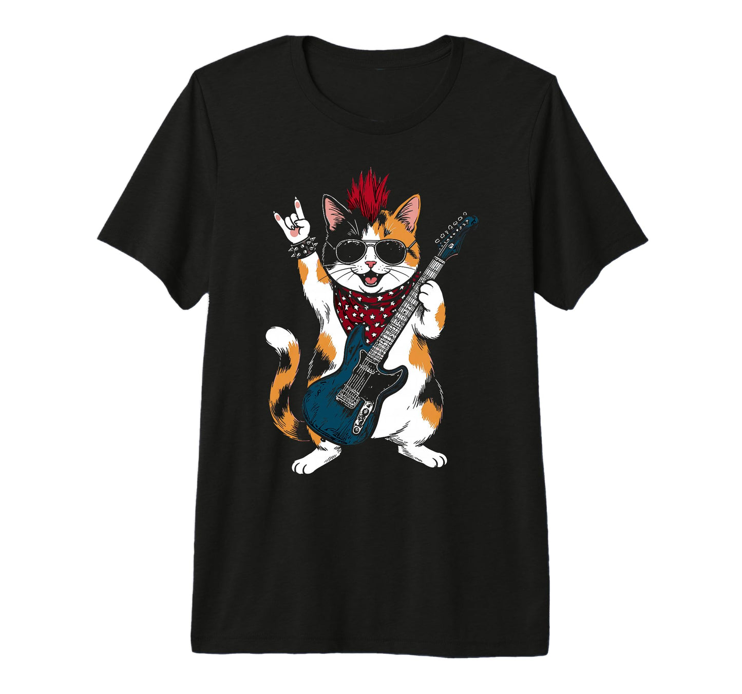 Funny Cat Playing Guitar Usa Patriotic T-Shirt - Trendy Graphic for Adults - T-Shirt, Sweatshirt, Hoodie
