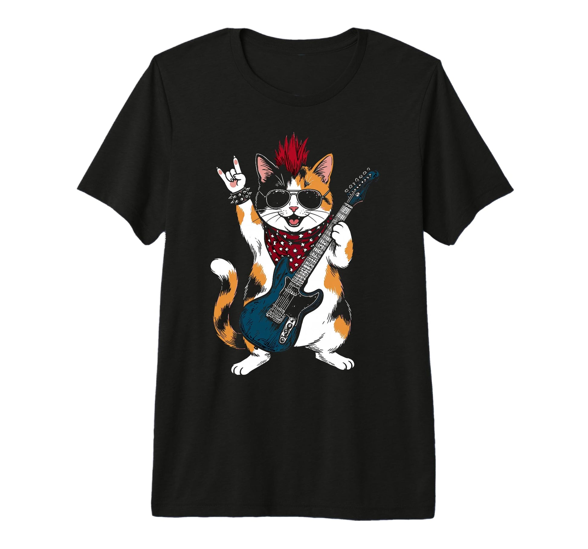 Funny Cat Playing Guitar Usa Patriotic T-Shirt - Trendy Graphic for Adults - T-Shirt, Sweatshirt, Hoodie