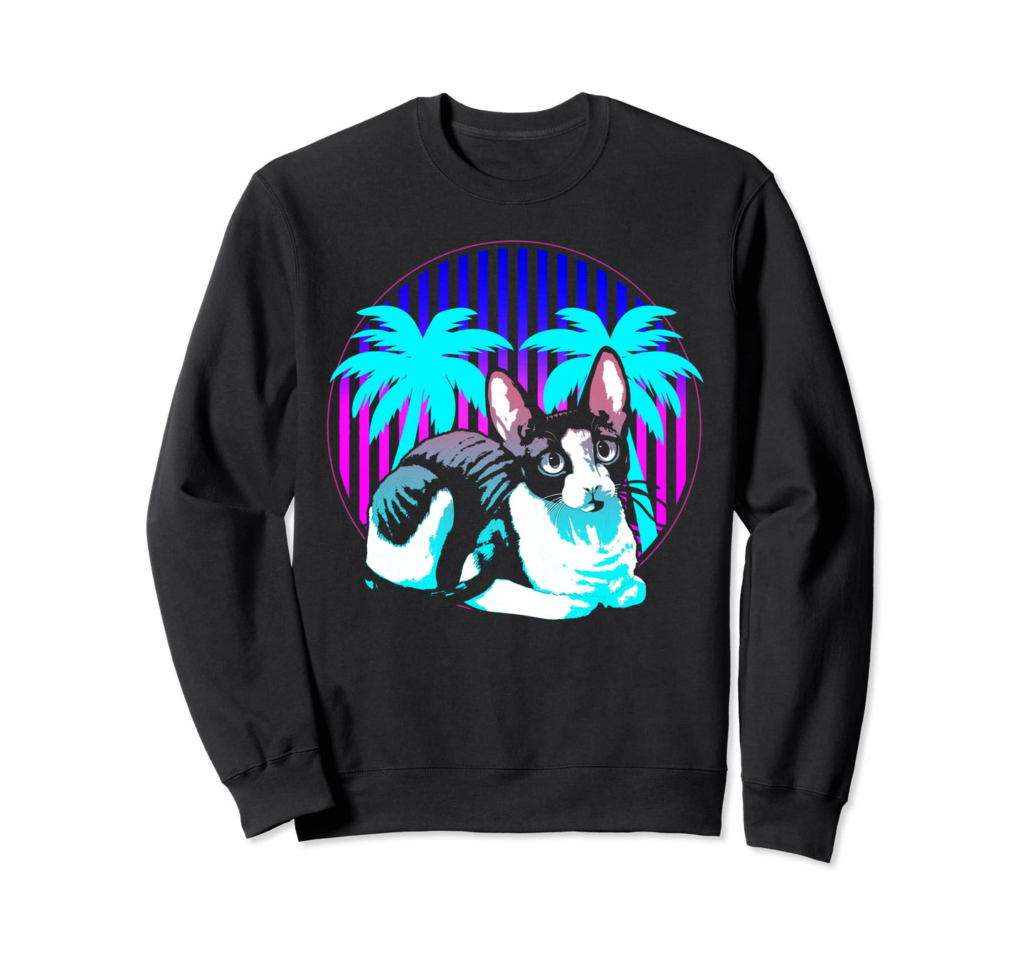 Cat Retrowave Synthwave Vaporwave Sweatshirt - Fun Novelty Design Unisex - T-Shirt, Sweatshirt, Hoodie