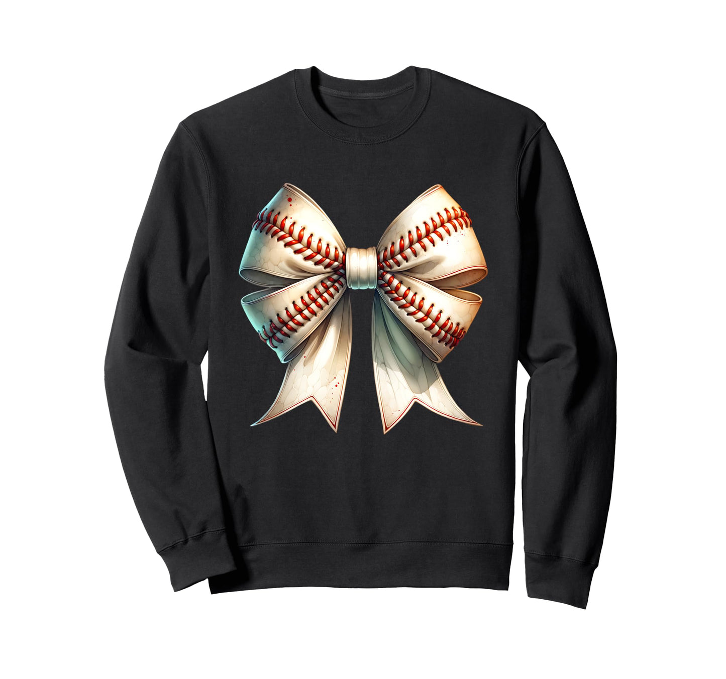 Baseball Stitch Bow Sports Fan Sweatshirt - Graphic Print for Adults - T-Shirt, Sweatshirt, Hoodie