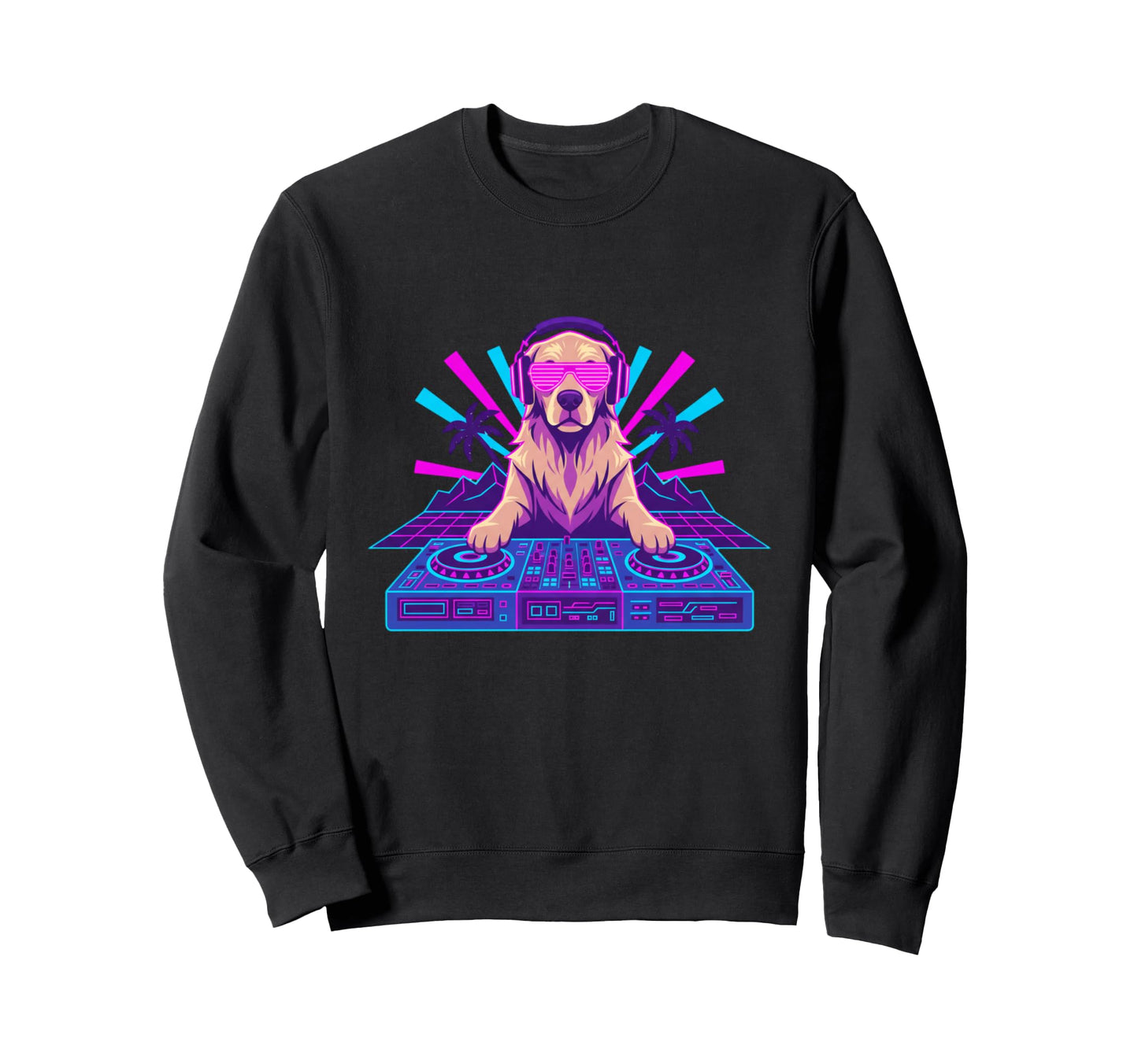 Funny Dj Golden Retriever Dog Sweatshirt - Trendy Graphic for Adults - T-Shirt, Sweatshirt, Hoodie