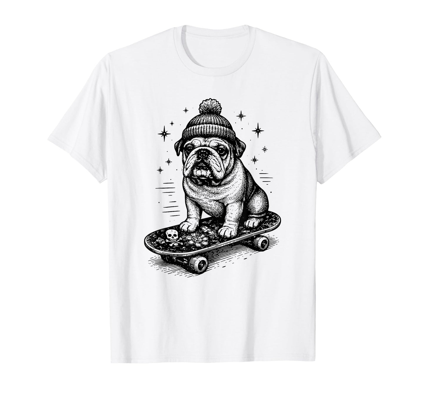 Skateboard Dog Bulldog Skater T-Shirt - Streetwear Style Men Women - T-Shirt, Sweatshirt, Hoodie