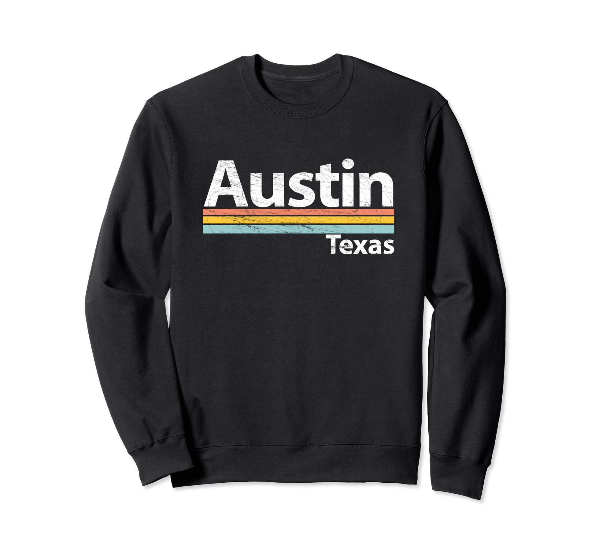 Austin Texas Worn Stripes Sweatshirt - Aesthetic Graphic Unisex - T-Shirt, Sweatshirt, Hoodie