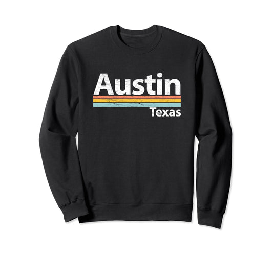 Austin Texas Worn Stripes Sweatshirt - Aesthetic Graphic Unisex - T-Shirt, Sweatshirt, Hoodie