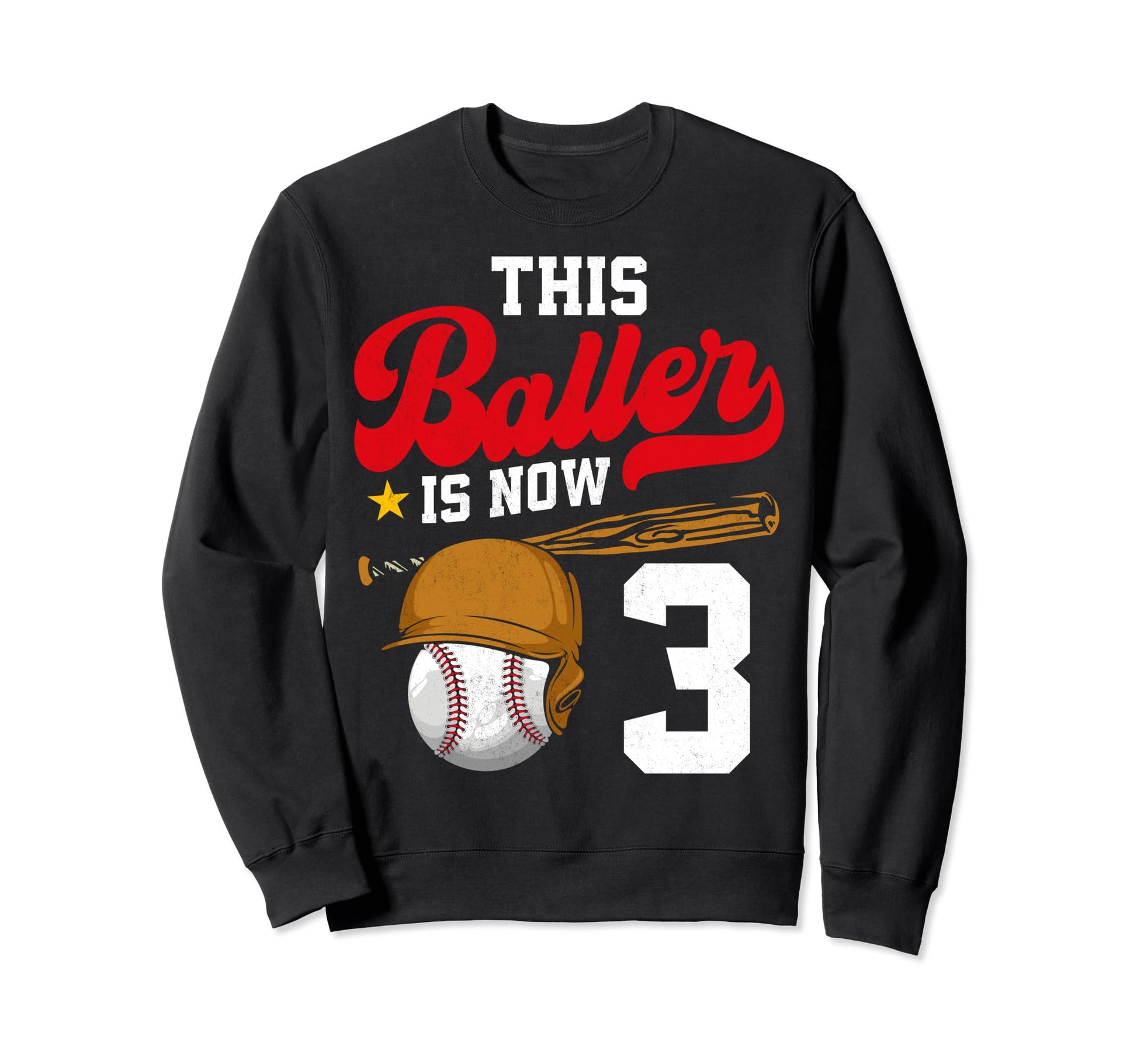 This Baller Is 3 Ball Baseball Player Sweatshirt - Graphic Print Unisex - T-Shirt, Sweatshirt, Hoodie