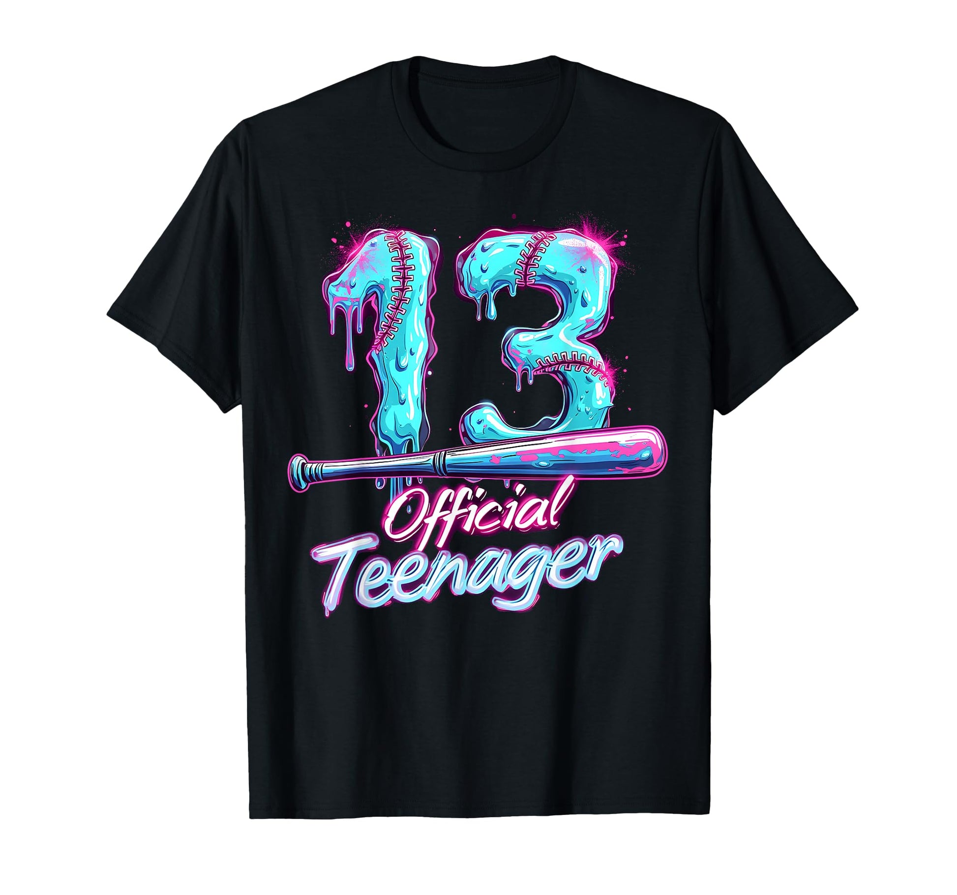 Baseball Drip 13 Years Old Teenager T-Shirt - Novelty Apparel for Adults - T-Shirt, Sweatshirt, Hoodie