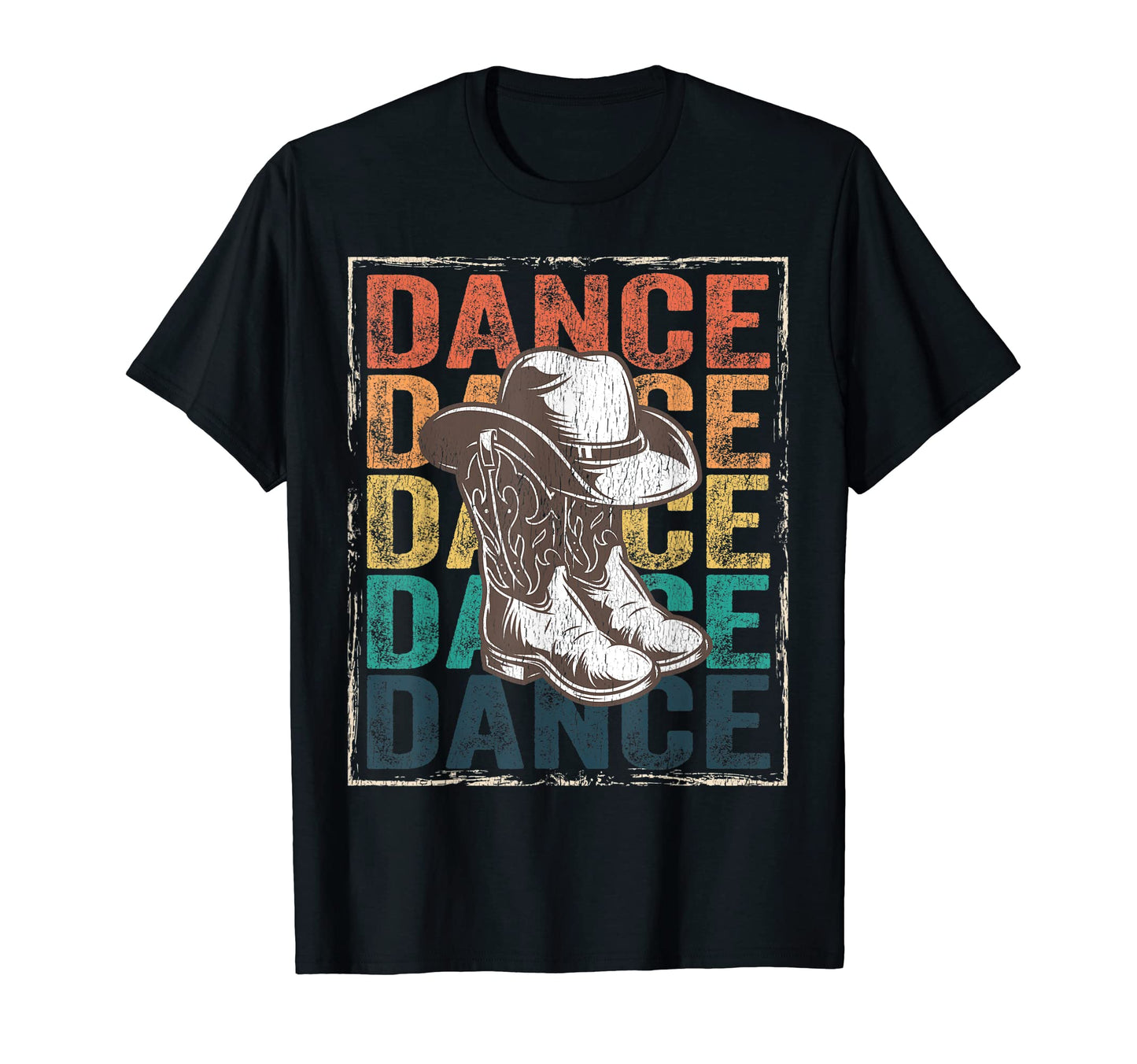Barn Line Dance Rodeo Distressed T-Shirt - Custom Art Print for Adults - T-Shirt, Sweatshirt, Hoodie