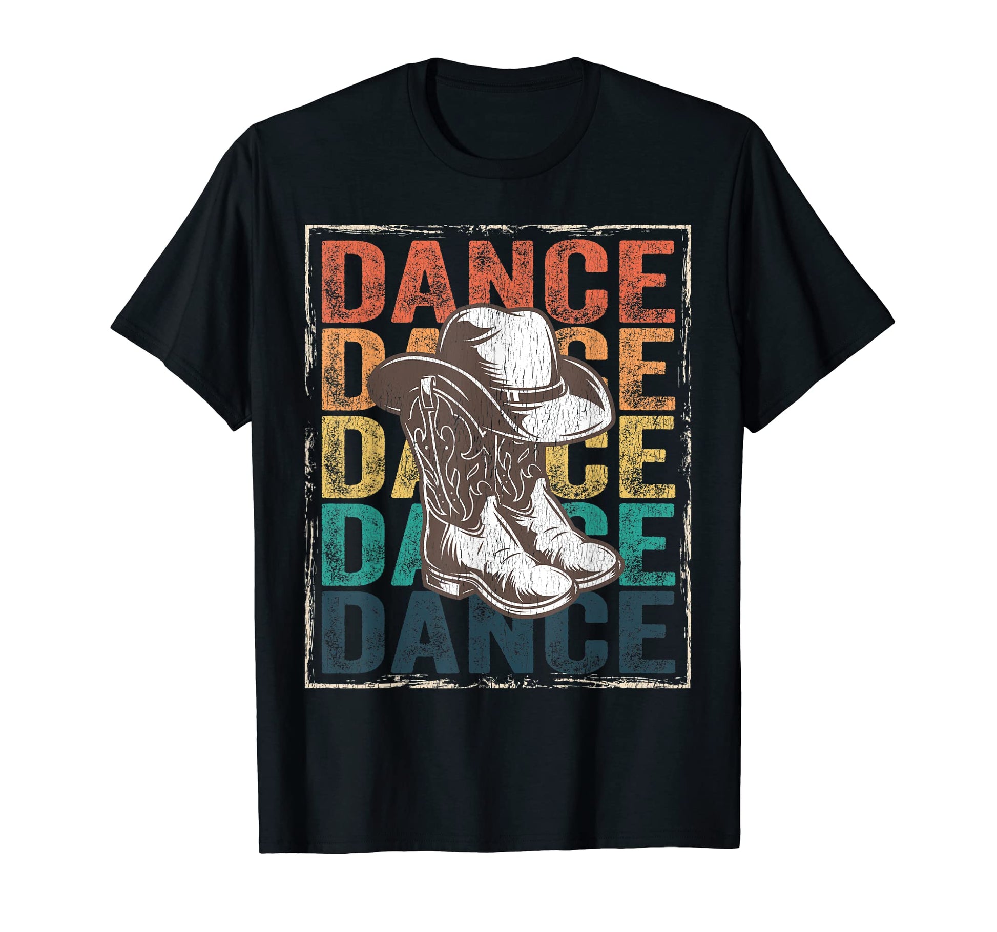 Barn Line Dance Rodeo Distressed T-Shirt - Custom Art Print for Adults - T-Shirt, Sweatshirt, Hoodie