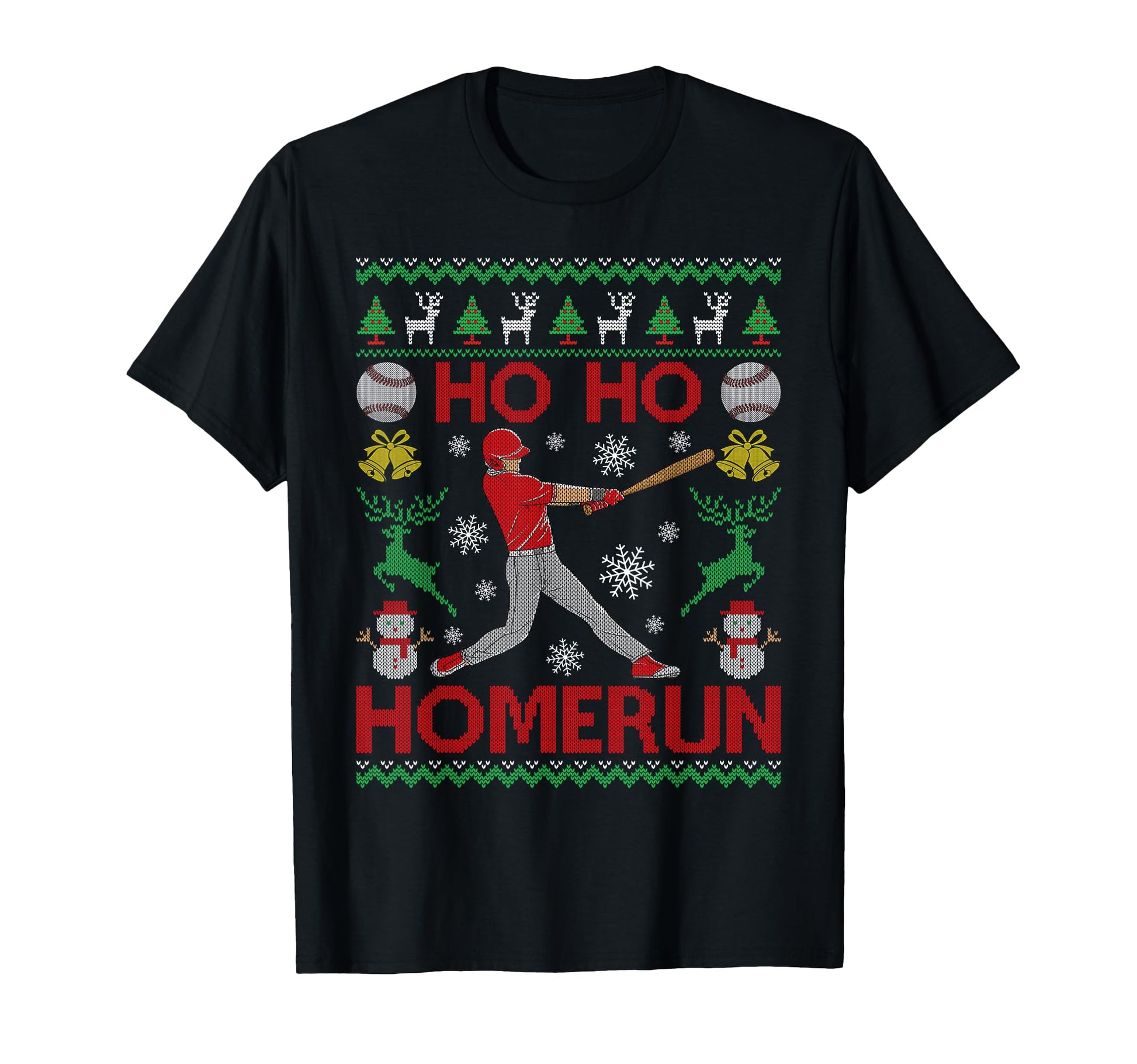 Hoho Homerun Baseball Player Merry Pajama T-Shirt - Novelty Apparel Unisex - T-Shirt, Sweatshirt, Hoodie