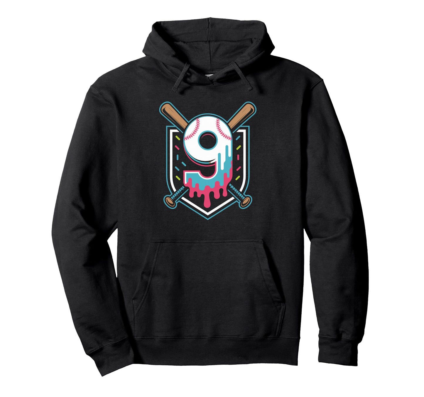 Baseball Birthday Number 9 Drip Age Hoodie - Streetwear Style for Adults - T-Shirt, Sweatshirt, Hoodie