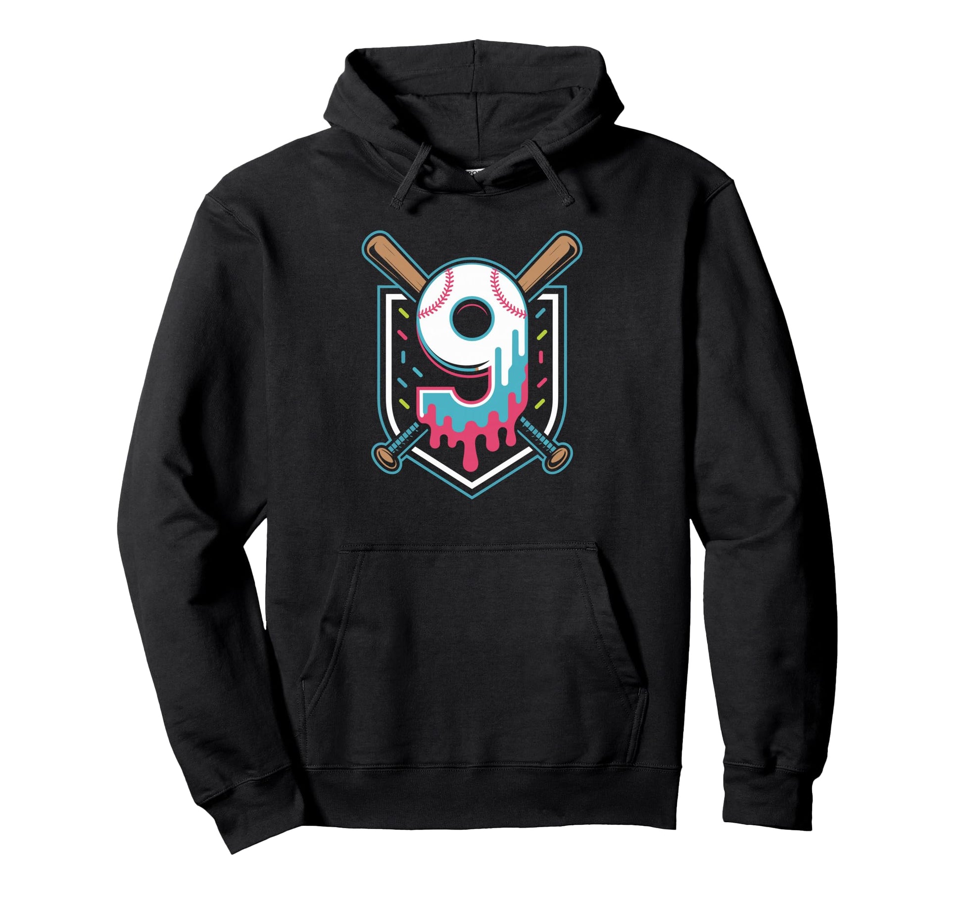 Baseball Birthday Number 9 Drip Age Hoodie - Streetwear Style for Adults - T-Shirt, Sweatshirt, Hoodie