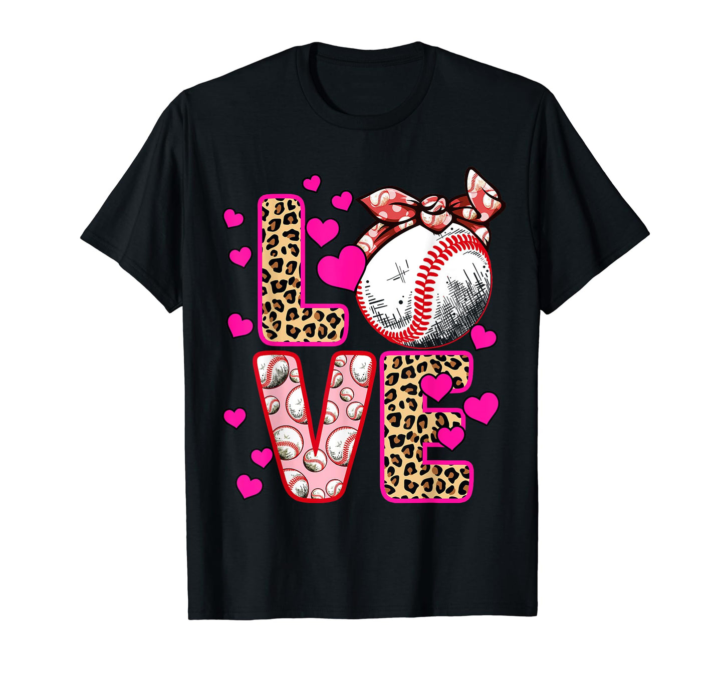 Love Baseball Headband Leopard Baseball T-Shirt - Trendy Graphic Men Women - T-Shirt, Sweatshirt, Hoodie