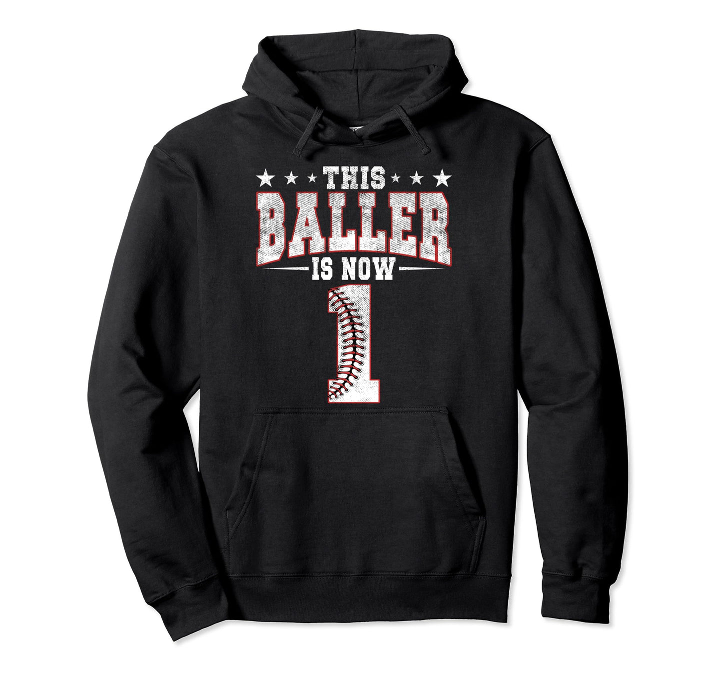 This Baller Is Now 1 Birthday Baseball Hoodie - Minimalist Print Unisex - T-Shirt, Sweatshirt, Hoodie