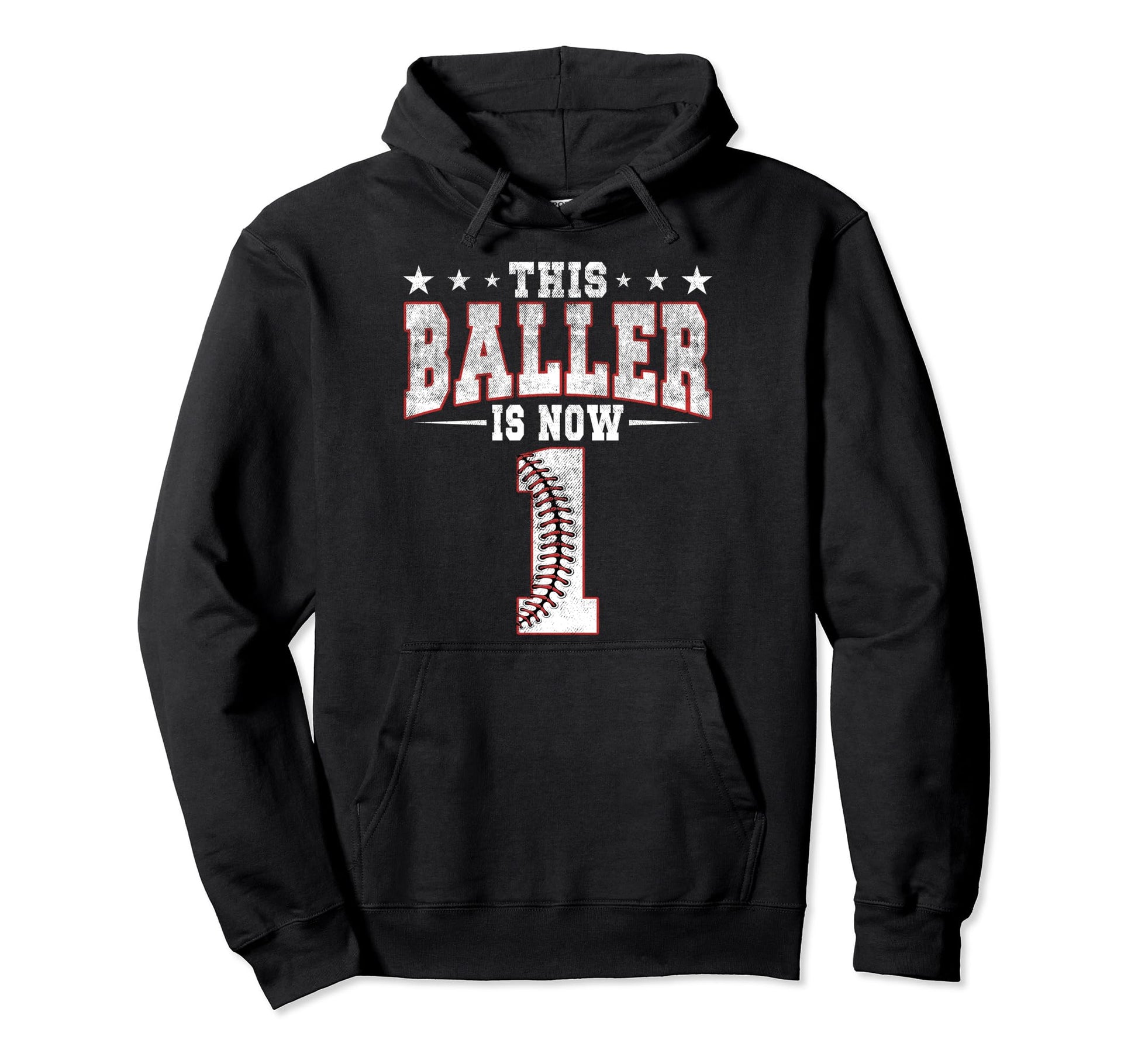 This Baller Is Now 1 Birthday Baseball Hoodie - Minimalist Print Unisex - T-Shirt, Sweatshirt, Hoodie