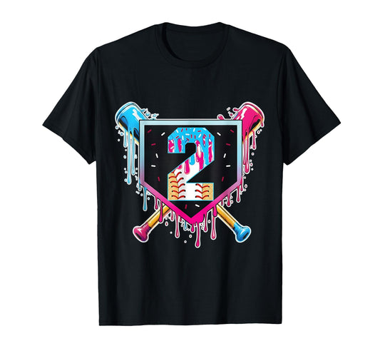 Baseball 2 Year Old Ice Cream Drip 2Nd T-Shirt - Trendy Graphic Unisex - T-Shirt, Sweatshirt, Hoodie