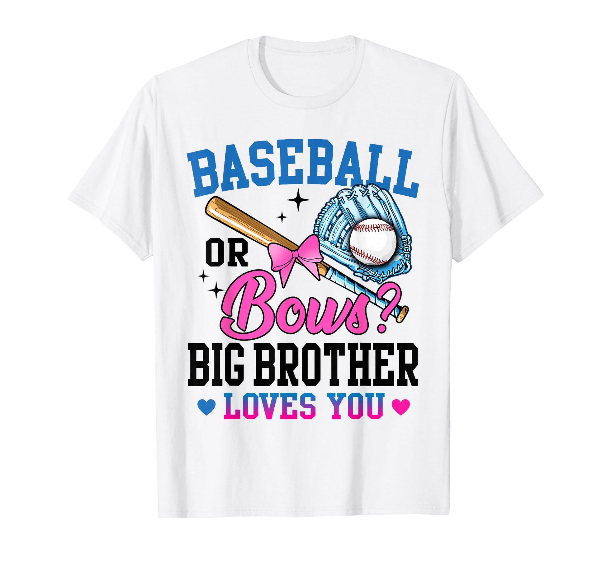Gender Reveal Baseball Or Bows Big T-Shirt - Graphic Print for Adults - T-Shirt, Sweatshirt, Hoodie