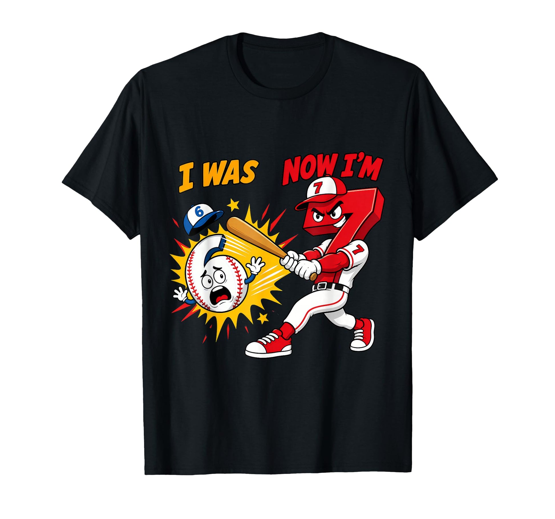 I Was 6 Now Im 7 Baseball 6 7 T-Shirt - Fun Novelty Design for Adults - T-Shirt, Sweatshirt, Hoodie