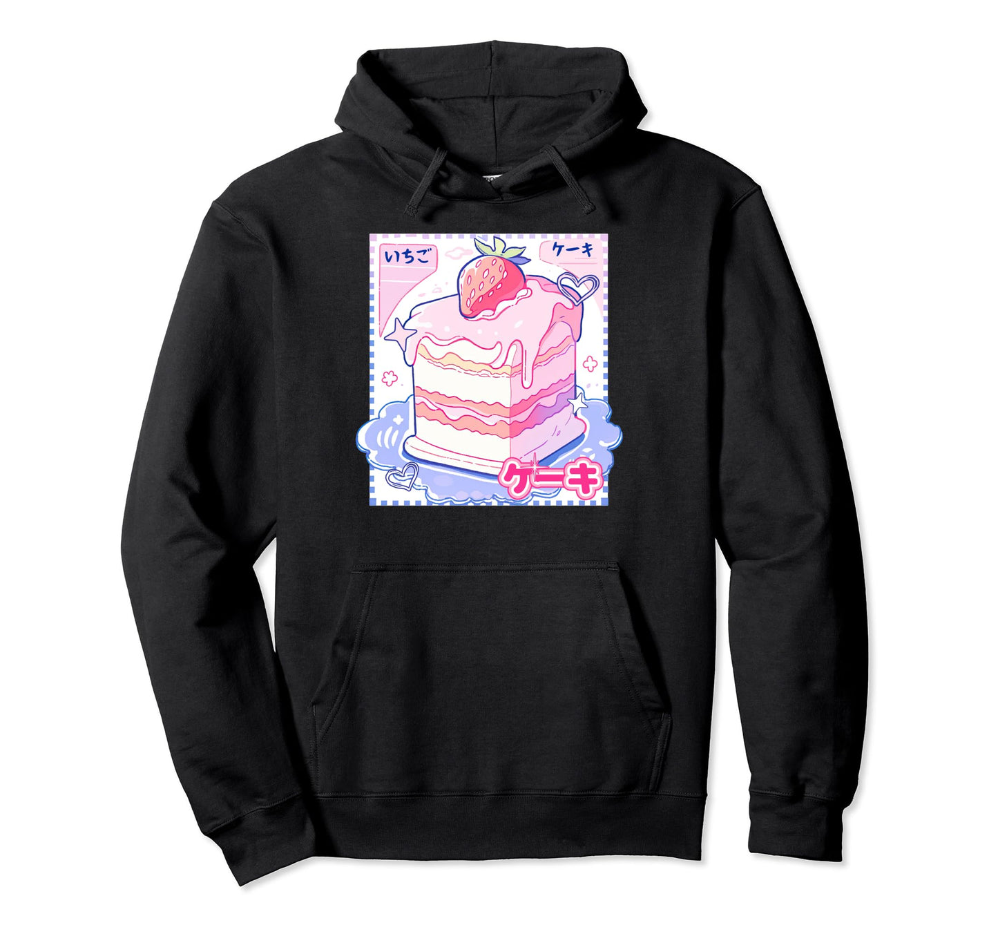 Strawberry Cake Y2K Anime Japanese Hoodie - Minimalist Print for Adults - T-Shirt, Sweatshirt, Hoodie